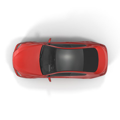 Generic red car - top view on white 3D Illustration - 116802837