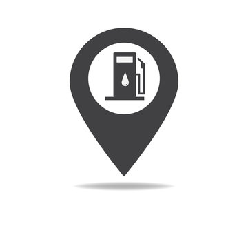 Map pointer with gas station icon
