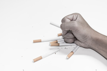 refusing cigarettes , Concept for stop smoking cigarette and healthy lifestyle