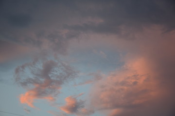 Dark overcast clouds sky background.