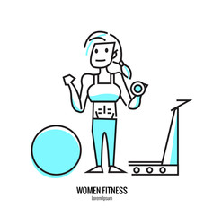 Women lifting a dumbbell, barbell. fitness and exercise. vector