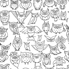 Funny owls, seamless pattern for your design