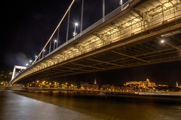 Fototapeta na wymiar Night shot of Elizabeth bridge in Budapest,Hungary.