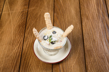 Dessert. piece of cake on a black background
