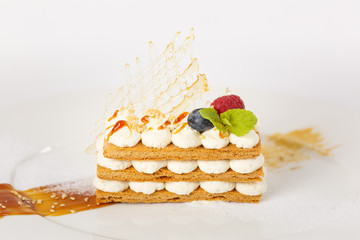 Beautiful piece of cake. An unusual dessert.