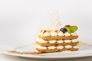 Beautiful piece of cake. An unusual dessert.