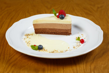 Beautiful piece of cake. An unusual dessert.