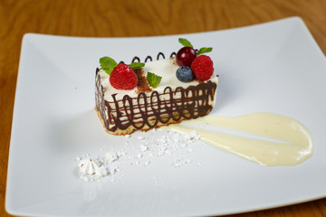 Beautiful piece of cake. An unusual dessert.