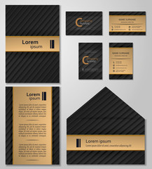 Business card template Vcard set black and gold style