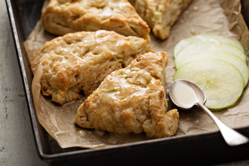 Yogurt apple scones with cider glaze