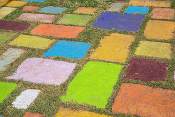 Colorful block ground of pathway