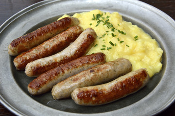 Bratwurst with potato salad.