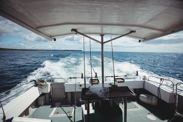 Fishing boat sailing on sea