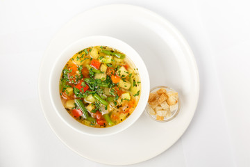 Soup on white background
