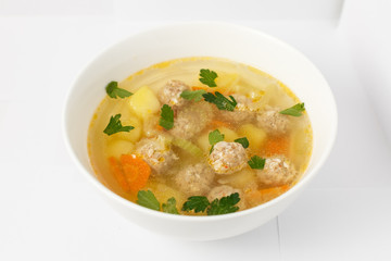 Soup on white background