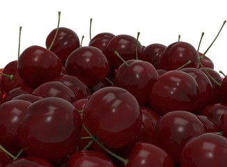 3d illustration of bowl with cherries. white background isolated. icon for game web. with shadow. empty without anything. juicy fruits. summer vitamins. healthy food. 