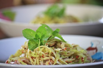 ingredient, cooking of spicy mango salad