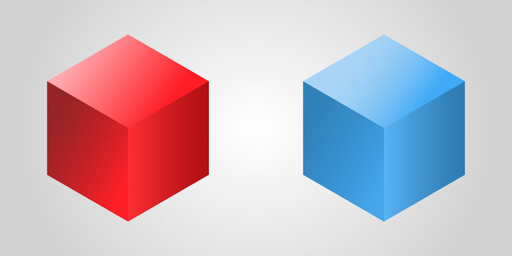 Cubes in various combinations of two color