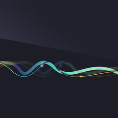 Abstract background. Wavy colorful swirly line on dark backdrop