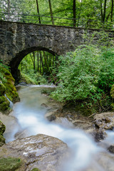 Fototapeta na wymiar Brücke über dem Wasser in der Natur
