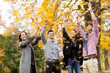 Young people in autumn park