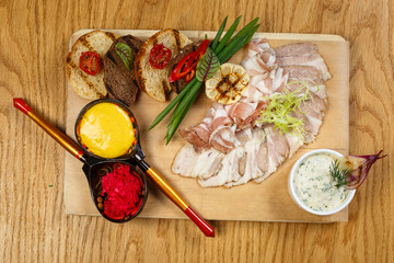 beautiful appetizer on wooden background
