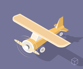 Set of Isolated Isometric Minimal City Elements. Airplane with Shadows.