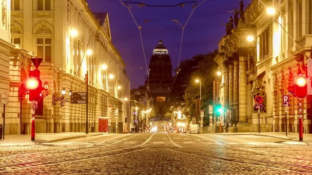 Brussels Belgium Time Lapse Street Night