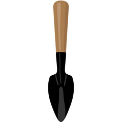 small garden shovel black vector illustration