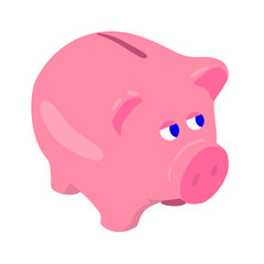 money box pig pink vector illustration