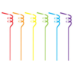 rainbow set of cocktail straws isolated vector illustration