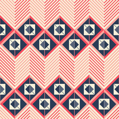 Obraz premium Seamless pattern of horizontal giant zigzag with squares inside