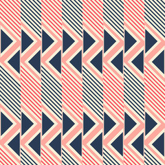 Seamless retro colored pattern of diagonal lines and triangles