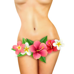 Slim Woman Body With Flower