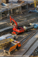 Machines working on a building site.