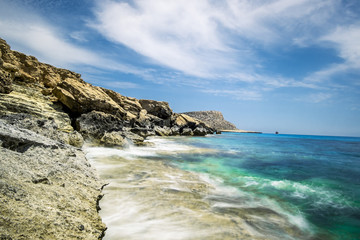 Views of the sea and cliffs of Cape Greco . Cyprus.