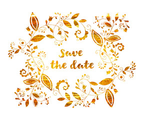 Gold greeting or save the date card
