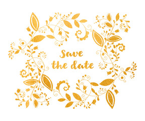 Gold greeting or save the date card