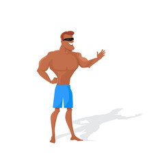 Fototapeta premium Muscular Man Character Vector in Flat Design.