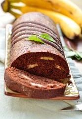 chocolate cupcake with banana and Basil