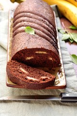 chocolate cupcake with banana and Basil