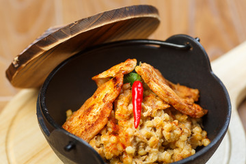 Beautiful meat dish on a wooden background