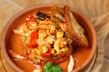 Beautiful meat dish on a wooden background