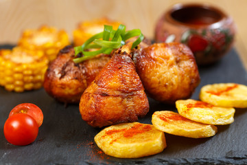 Beautiful meat dish on a wooden background