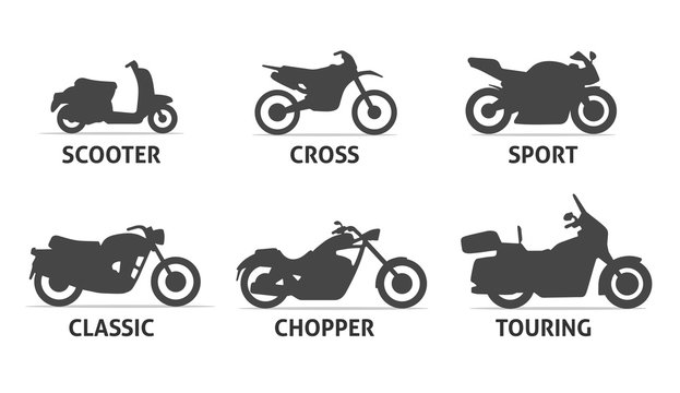 Fototapeta Motorcycle Type and Model Objects icons Set.