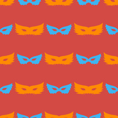 Silhouette of Masks Seamless Pattern. Symbol of Masquerade