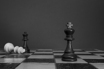 Scacchi fotografati su una scacchiera