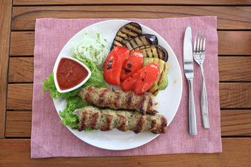 Kebab and vegetables