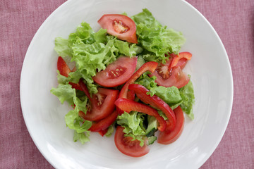 Plate with vegetable salad