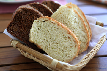 Slices of white and dark bread